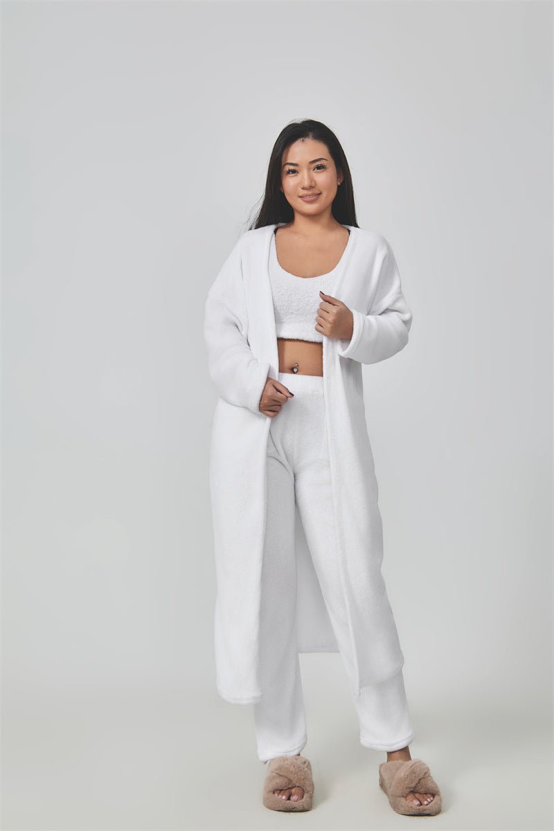 Cozy Pajama Set, 3 Piece Lounge Set, Cute Loungewear, Warm Suit Sets, Matching Set, Lounge Set, 3 Piece Pant Sets, Women Winter Dress - LIFEHACKSHOP
