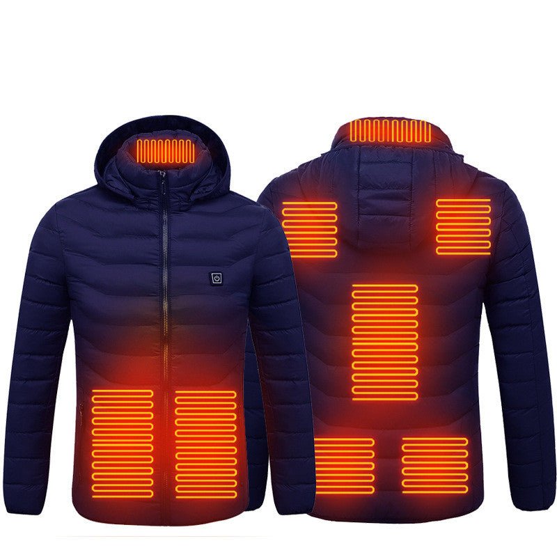 Men Heated Puffer Jacket Electric Heating Coat Insulated Hood Windbreaker 9Heat Zones - LIFEHACKSHOP