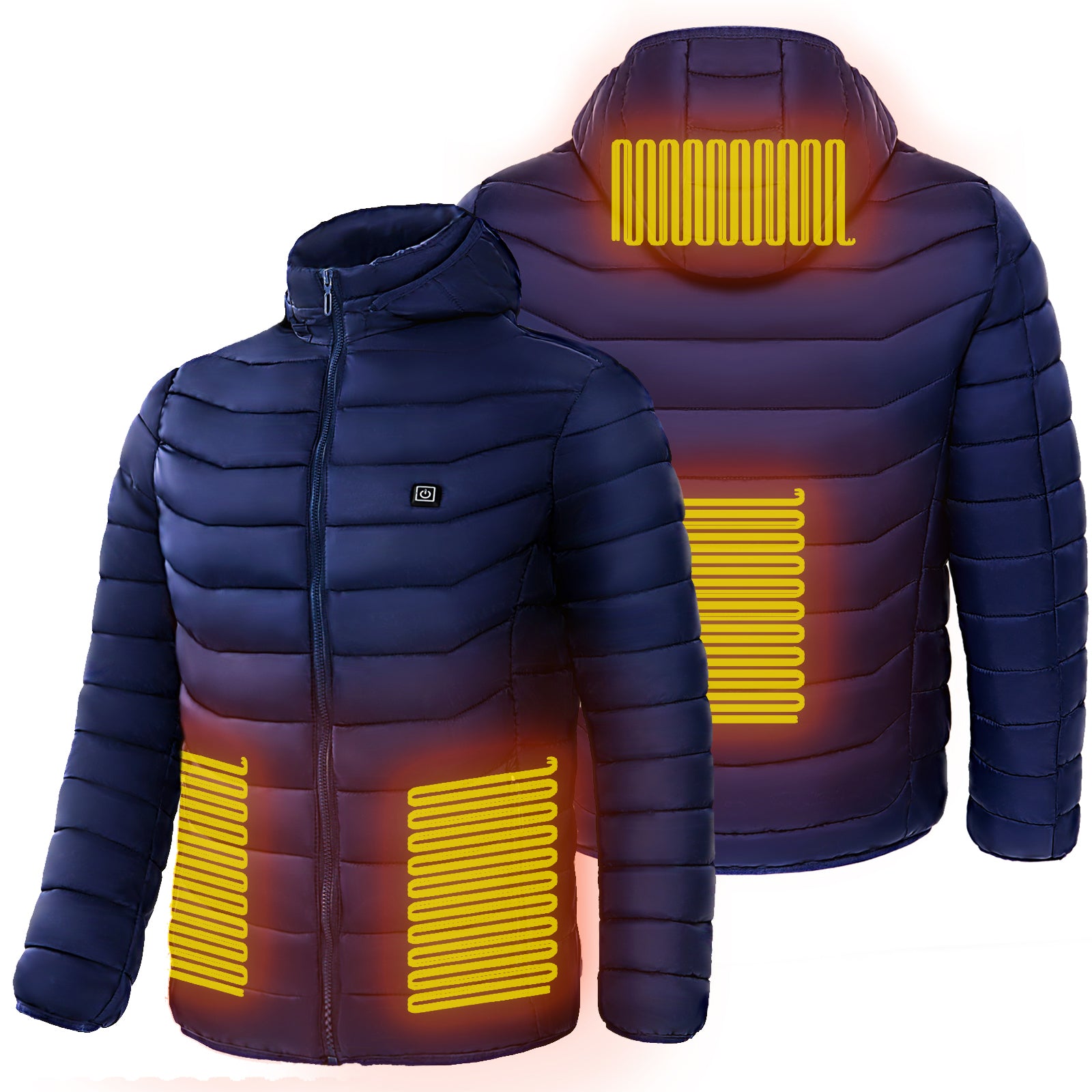 Men Heated Puffer Jacket Electric Heating Coat Insulated Hood Windbreaker 9Heat Zones - LIFEHACKSHOP