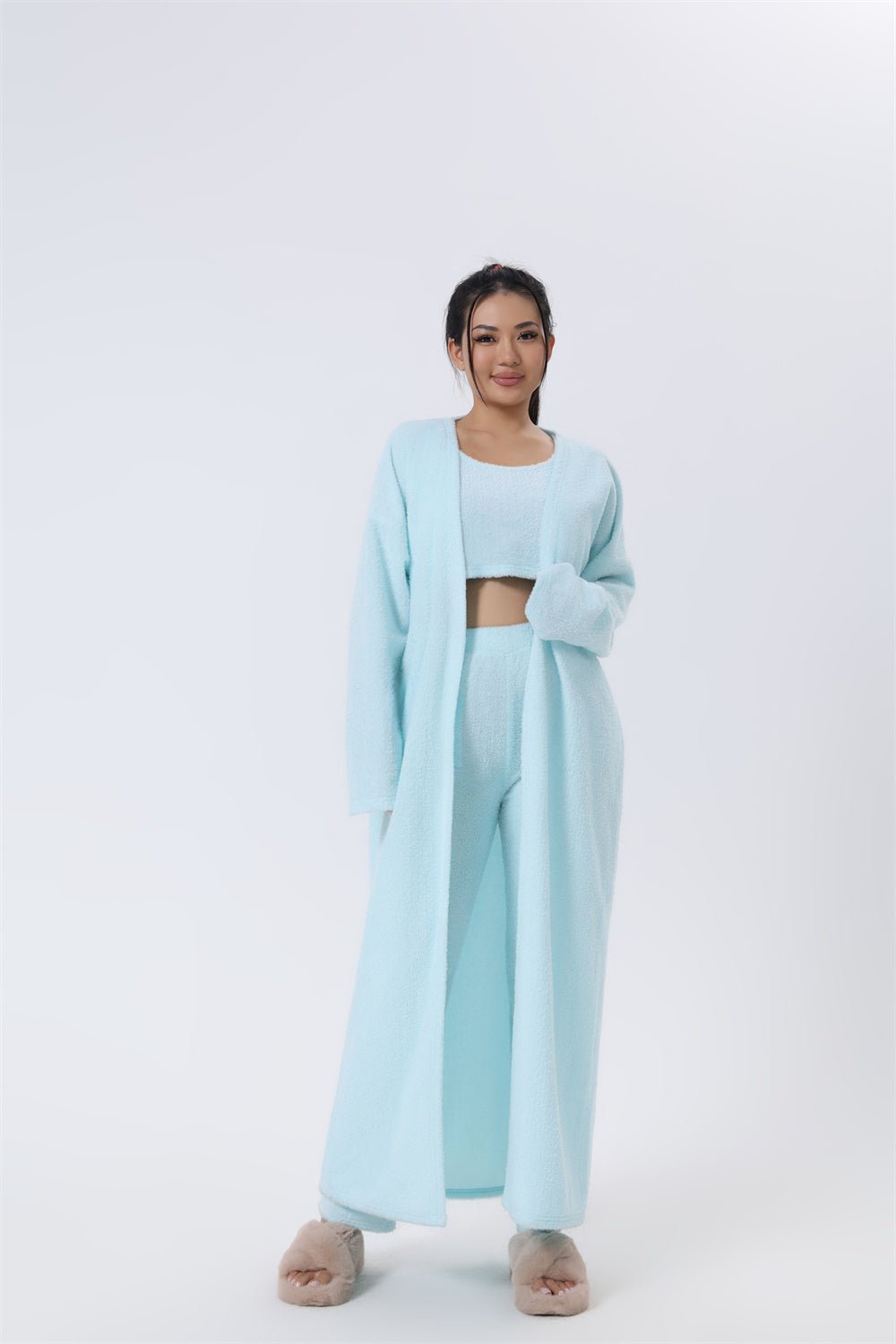 Cozy Pajama Set, 3 Piece Lounge Set, Cute Loungewear, Warm Suit Sets, Matching Set, Lounge Set, 3 Piece Pant Sets, Women Winter Dress - LIFEHACKSHOP