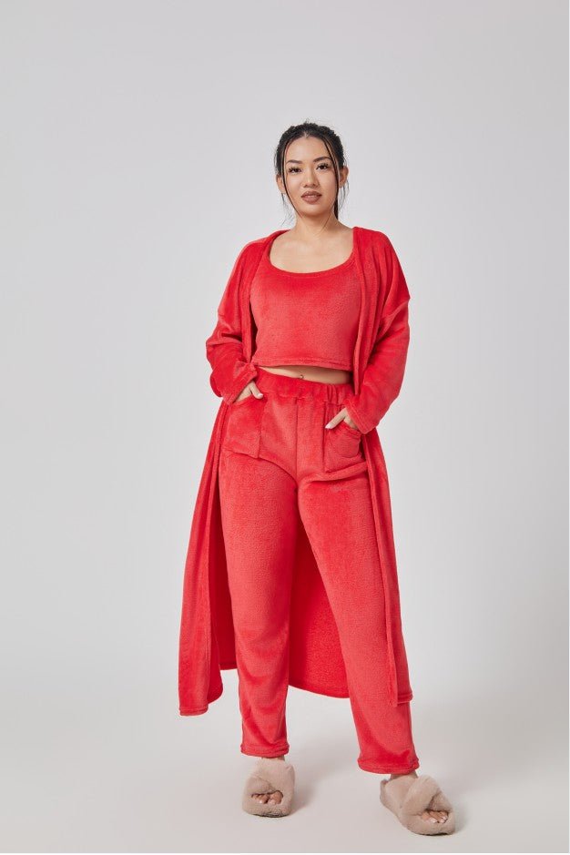 Cozy Pajama Set, 3 Piece Lounge Set, Cute Loungewear, Warm Suit Sets, Matching Set, Lounge Set, 3 Piece Pant Sets, Women Winter Dress - LIFEHACKSHOP