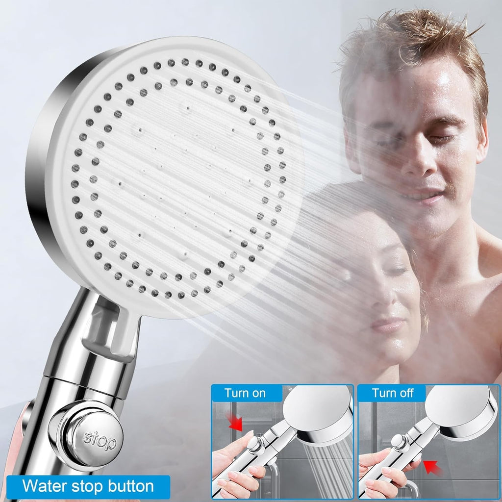 Bath Shower Head High Pressure 5 Mode Large Chrome Handset Heads Water Saving UK - LIFEHACKSHOP