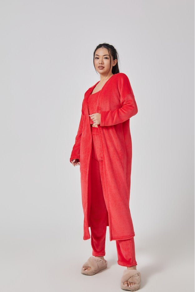 Cozy Pajama Set, 3 Piece Lounge Set, Cute Loungewear, Warm Suit Sets, Matching Set, Lounge Set, 3 Piece Pant Sets, Women Winter Dress - LIFEHACKSHOP