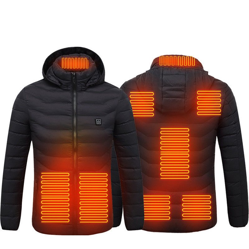 Men Heated Puffer Jacket Electric Heating Coat Insulated Hood Windbreaker 9Heat Zones - LIFEHACKSHOP