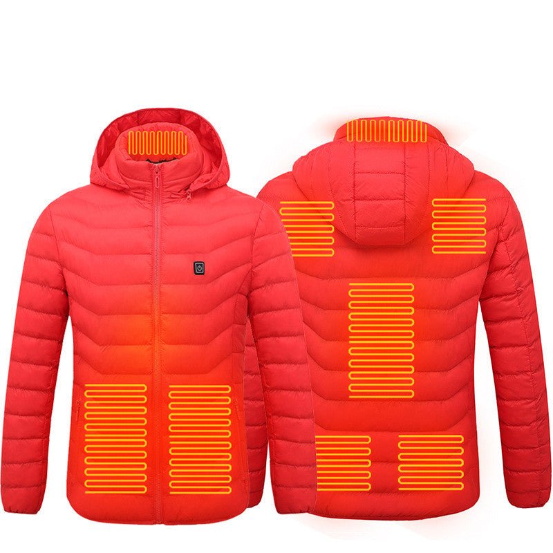 Men Heated Puffer Jacket Electric Heating Coat Insulated Hood Windbreaker 9Heat Zones - LIFEHACKSHOP