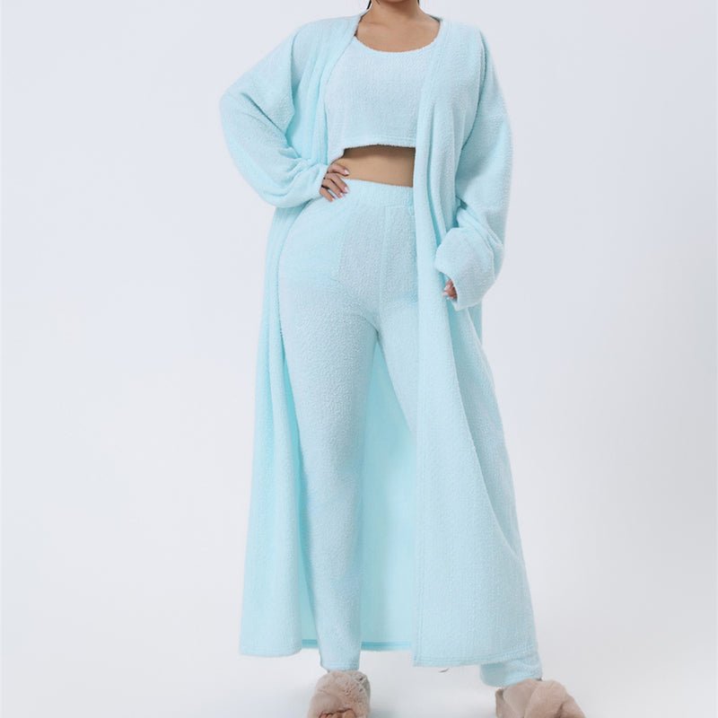 Cozy Pajama Set, 3 Piece Lounge Set, Cute Loungewear, Warm Suit Sets, Matching Set, Lounge Set, 3 Piece Pant Sets, Women Winter Dress - LIFEHACKSHOP
