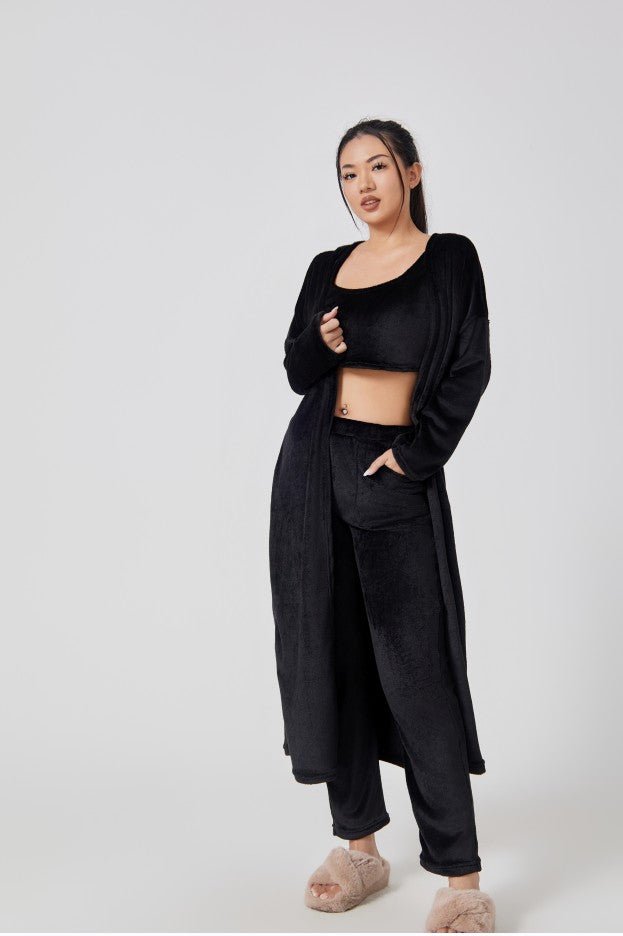Cozy Pajama Set, 3 Piece Lounge Set, Cute Loungewear, Warm Suit Sets, Matching Set, Lounge Set, 3 Piece Pant Sets, Women Winter Dress - LIFEHACKSHOP