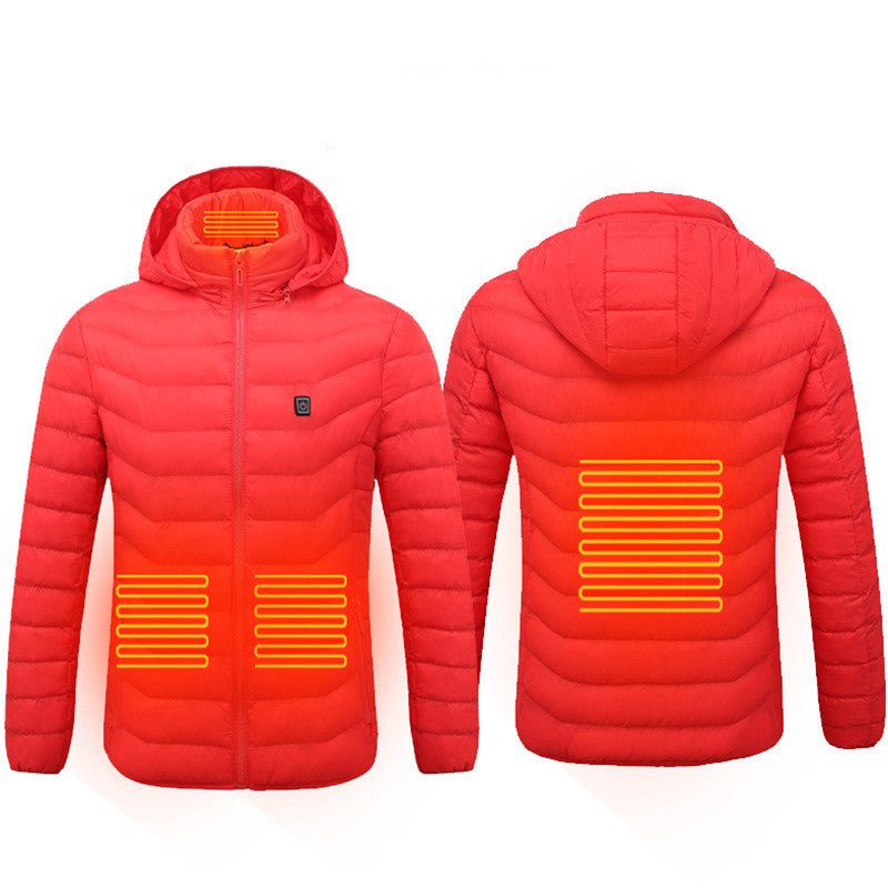 Men Heated Puffer Jacket Electric Heating Coat Insulated Hood Windbreaker 9Heat Zones - LIFEHACKSHOP