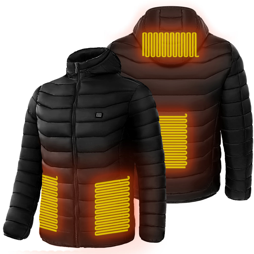 Men Heated Puffer Jacket Electric Heating Coat Insulated Hood Windbreaker 9Heat Zones - LIFEHACKSHOP