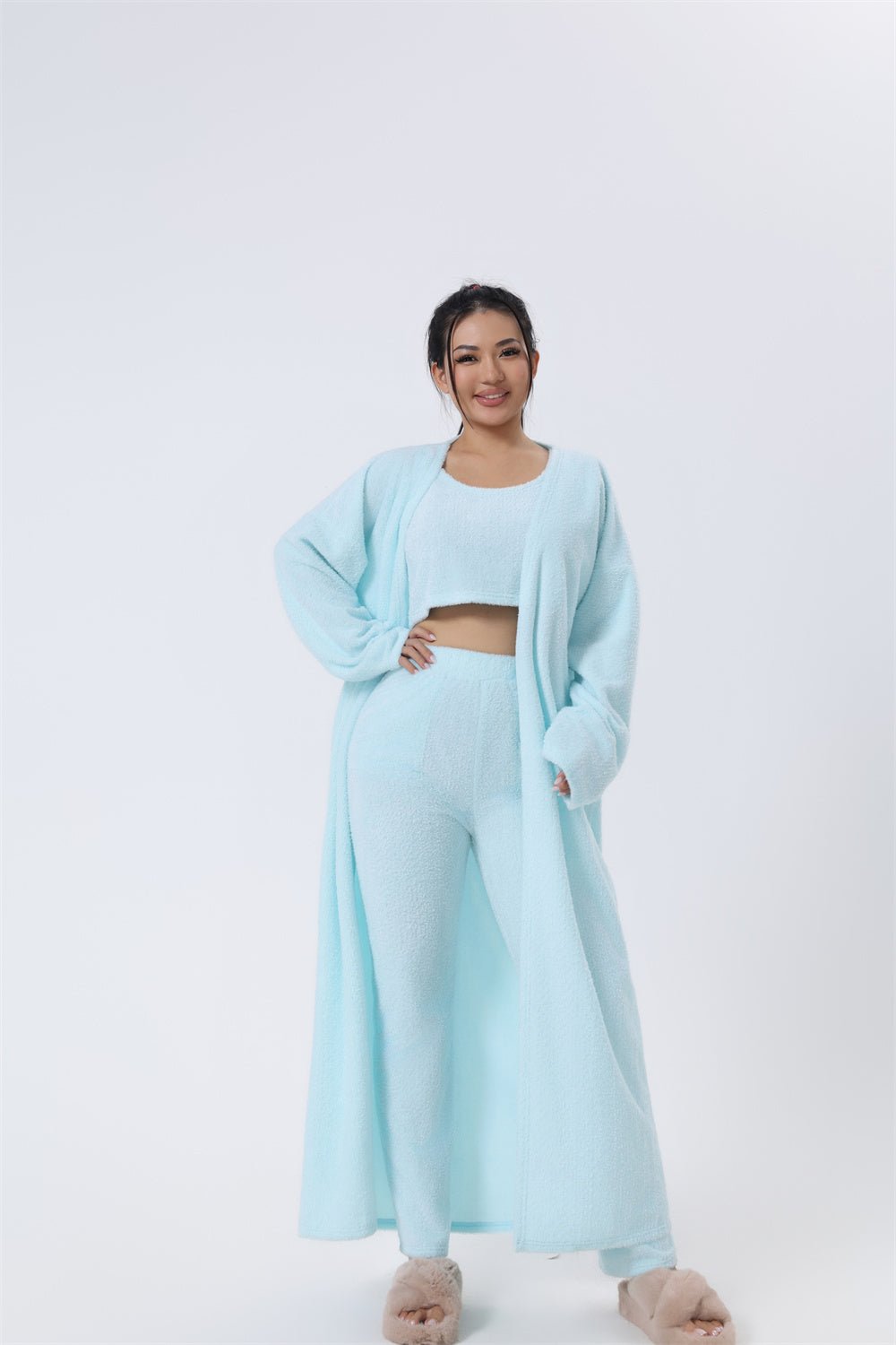 Cozy Pajama Set, 3 Piece Lounge Set, Cute Loungewear, Warm Suit Sets, Matching Set, Lounge Set, 3 Piece Pant Sets, Women Winter Dress - LIFEHACKSHOP