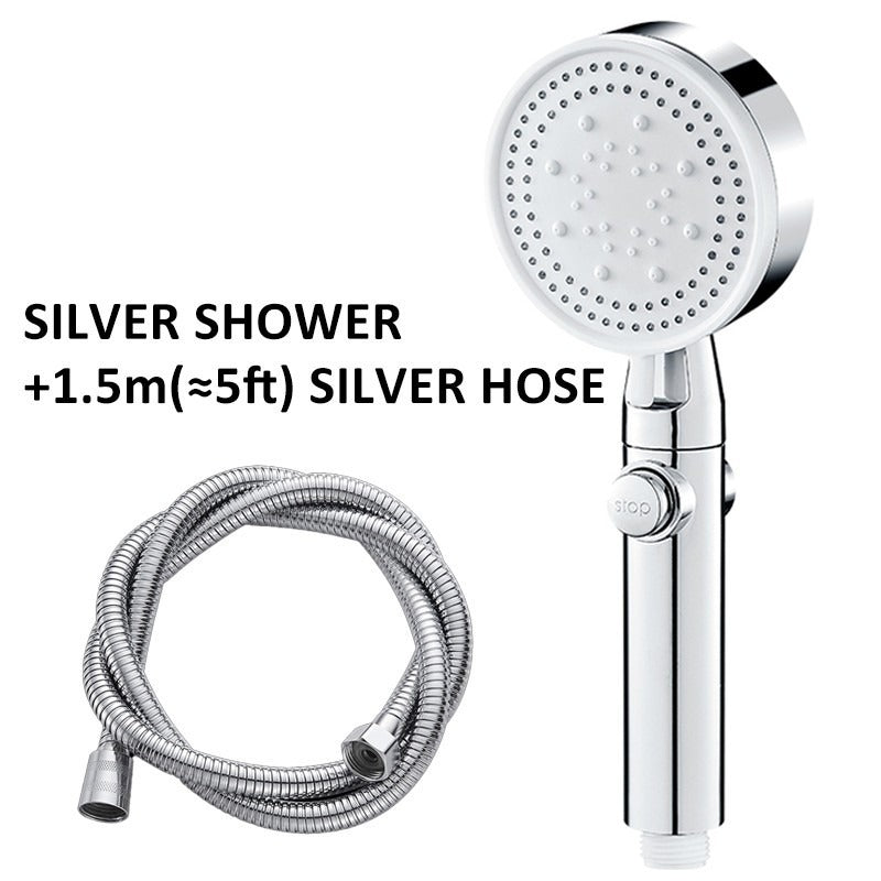 Bath Shower Head High Pressure 5 Mode Large Chrome Handset Heads Water Saving UK - LIFEHACKSHOP