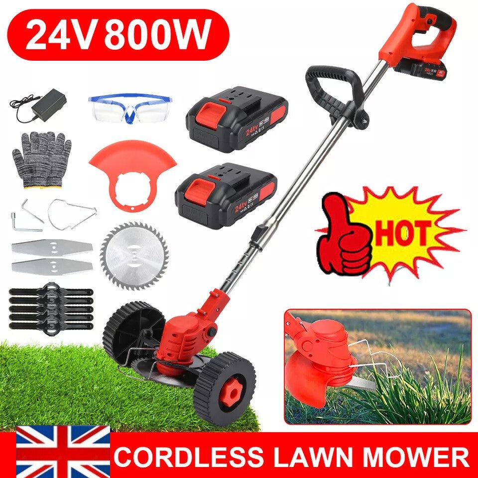 24V Cordless Electric Strimmer Grass Trimmer Weed Cutter Garden Edger 2 Battery - LIFEHACKSHOP