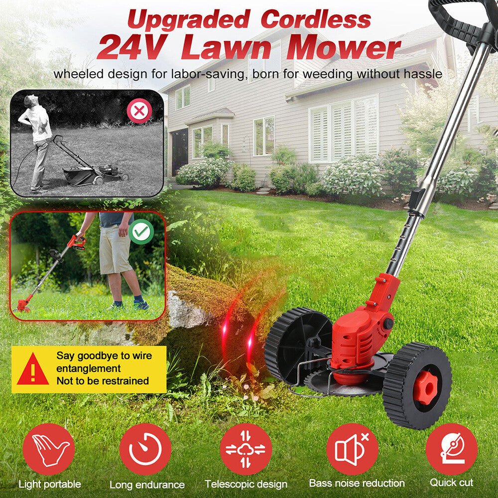 24V Cordless Electric Strimmer Grass Trimmer Weed Cutter Garden Edger 2 Battery - LIFEHACKSHOP
