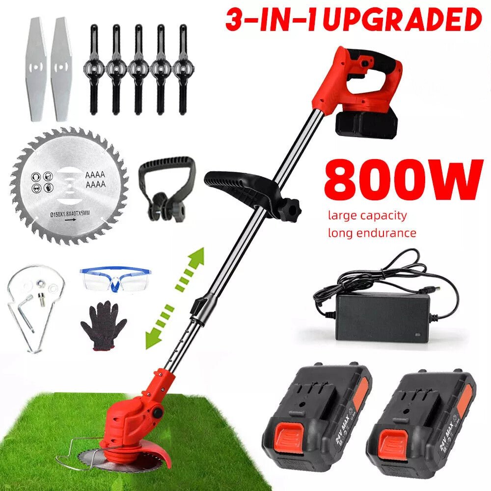 24V Cordless Electric Strimmer Grass Trimmer Weed Cutter Garden Edger 2 Battery - LIFEHACKSHOP