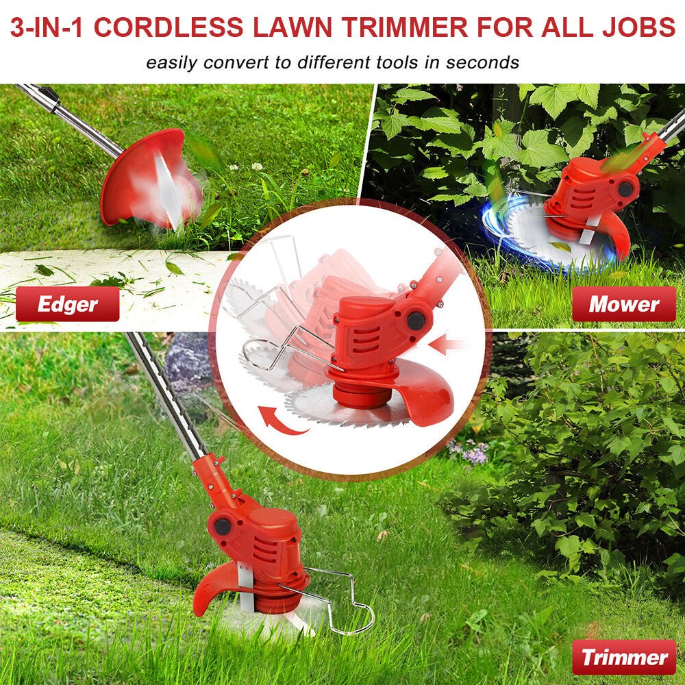 24V Cordless Electric Strimmer Grass Trimmer Weed Cutter Garden Edger 2 Battery - LIFEHACKSHOP